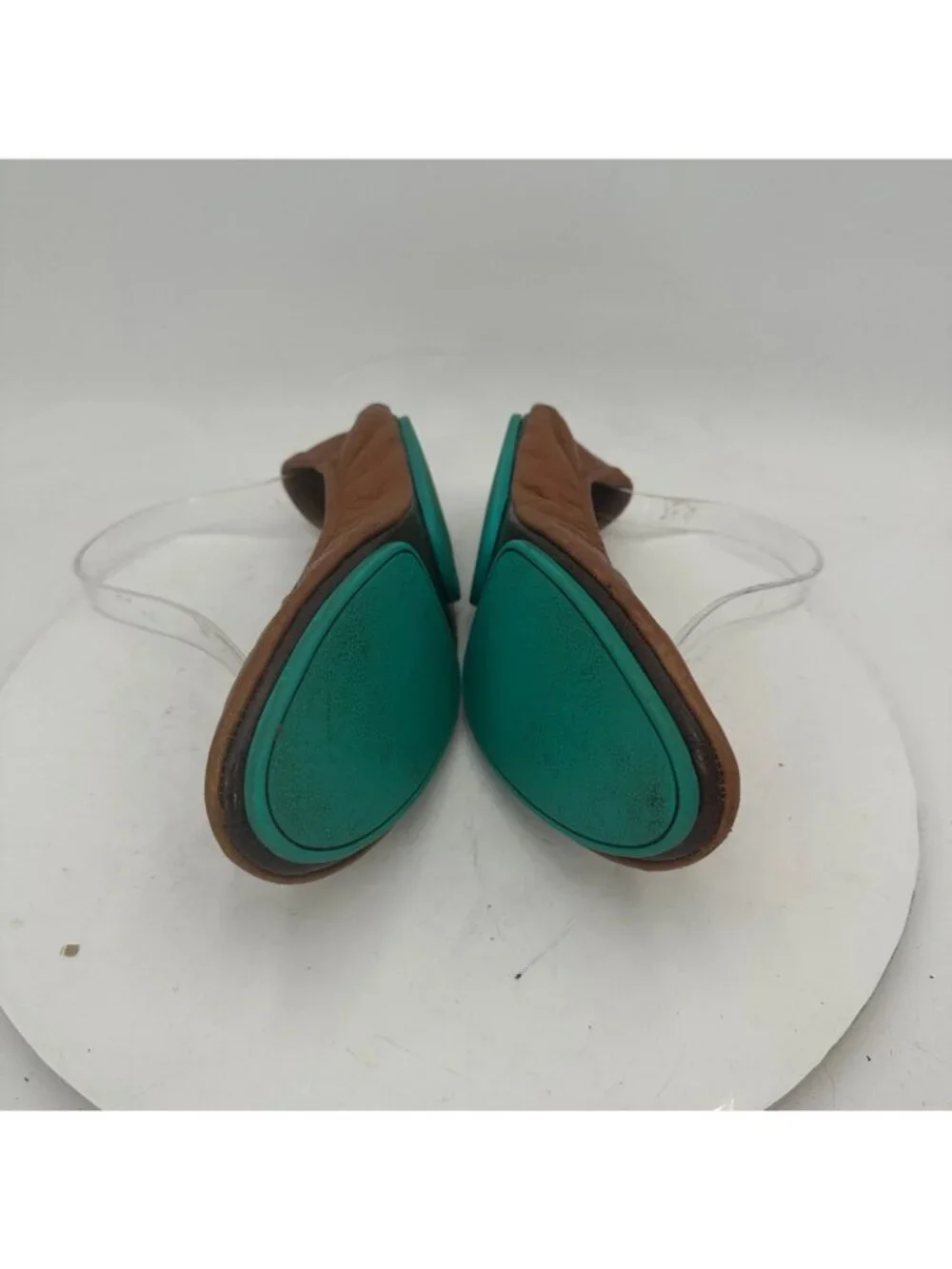 Tieks By Gavrieli Women Size 8 Brown Leather Teal Accents Ballet Women Flat Shoe